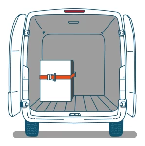 safety loading box strapped into van